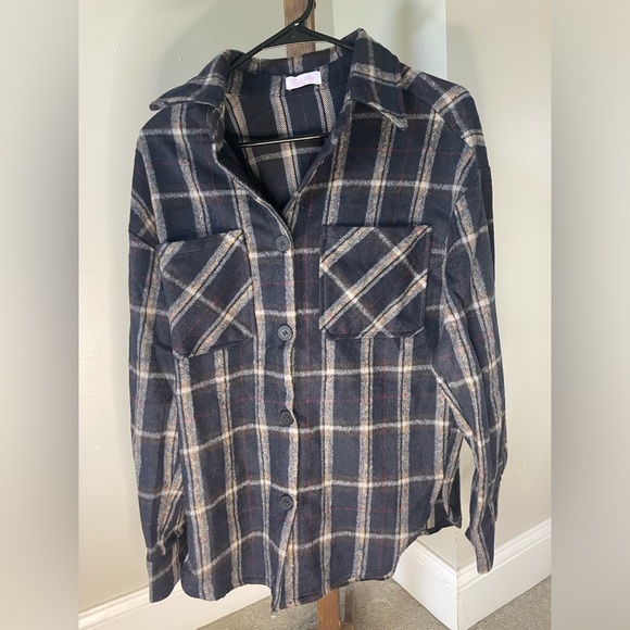 Pink Lily Navy Flannel - Picture 2 of 2